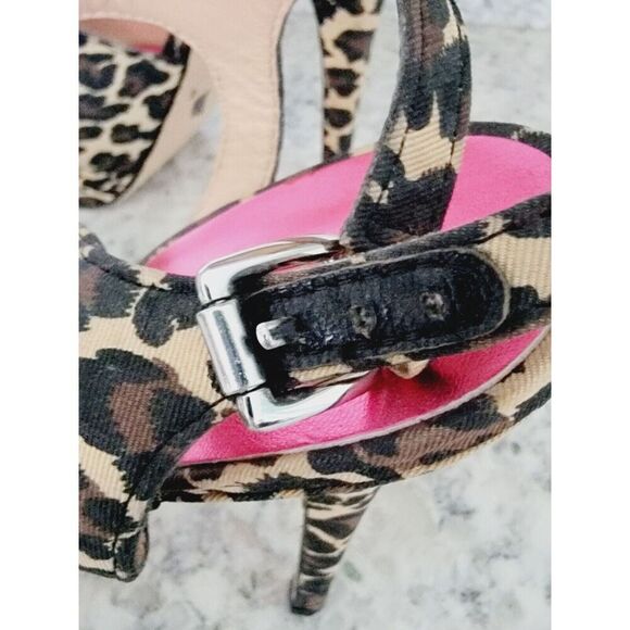 Betsey Johnson 10M Strappy Sandal High 6" Heels Animal‎ Print 2013 Stilettos - Picture 6 of 11